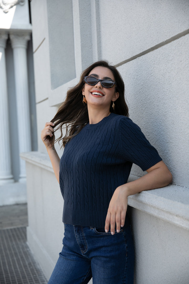 Anastasia's Cable Knit Top