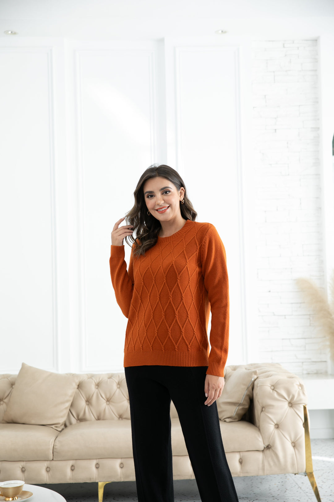 Aria's Argyle Jacquard Sweater Top