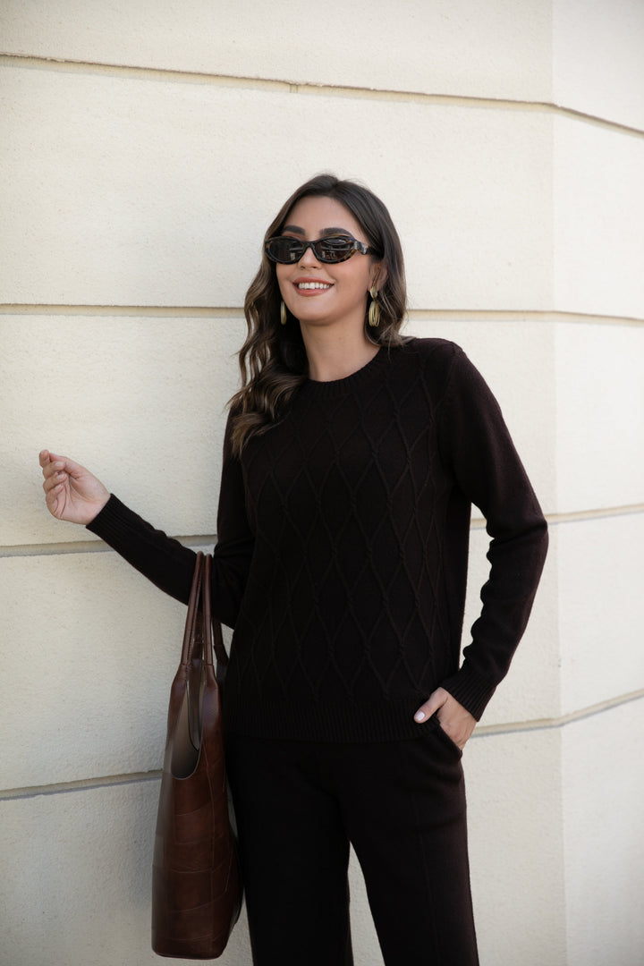 Aria's Argyle Jacquard Sweater Top