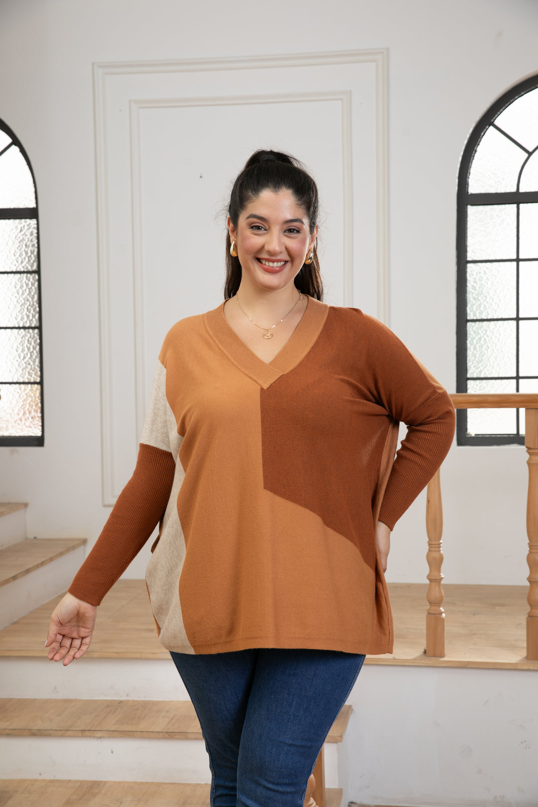 Cassadee's Cashmere-Feel Color Block Pull Over