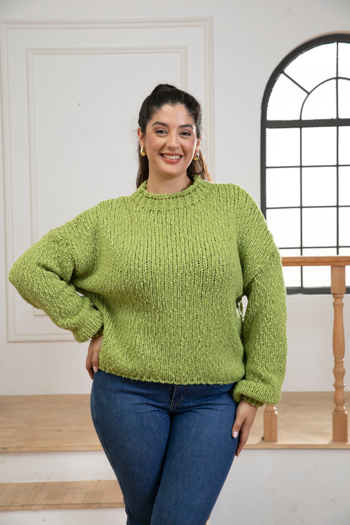 Mock Neck Loose Knit Sweater