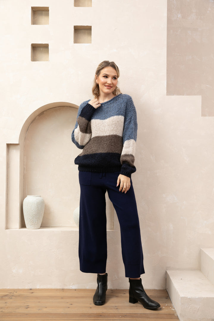 Color Block Loose Knit Sweater
