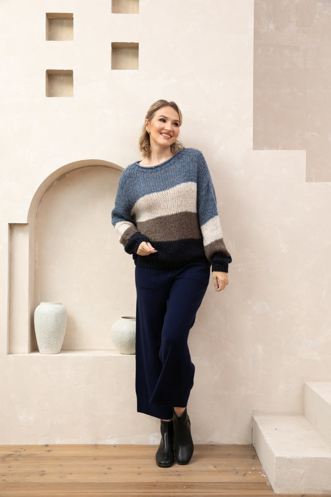 Color Block Loose Knit Sweater