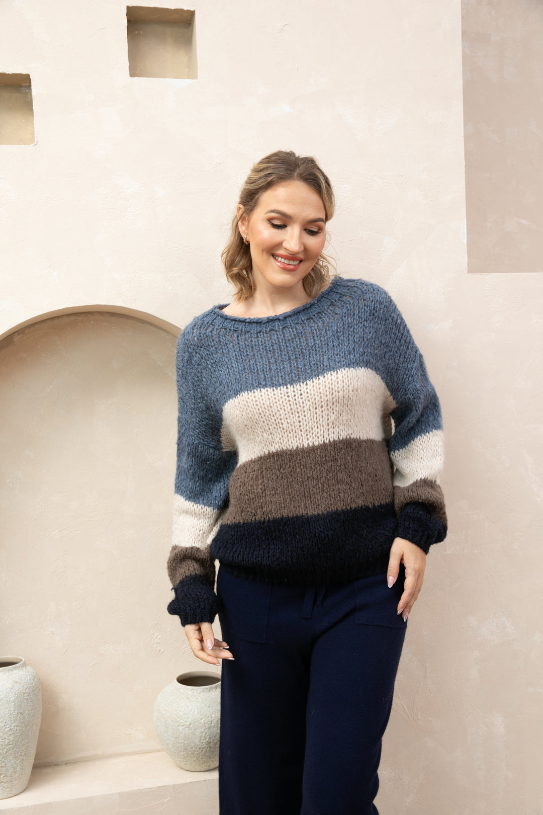 Color Block Loose Knit Sweater