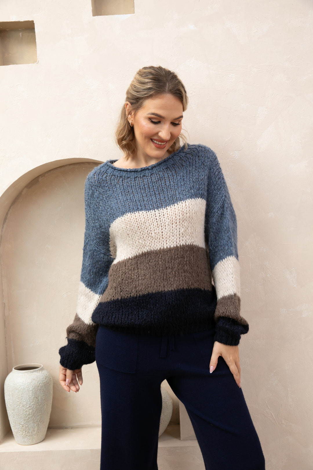 Color Block Loose Knit Sweater
