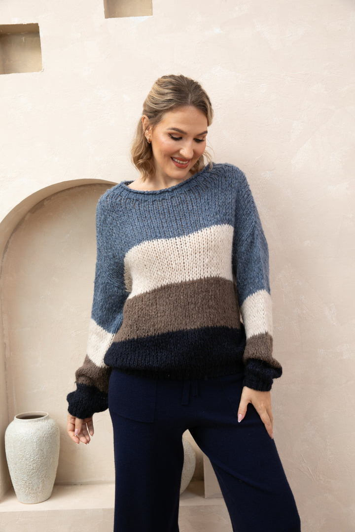 Color Block Loose Knit Sweater