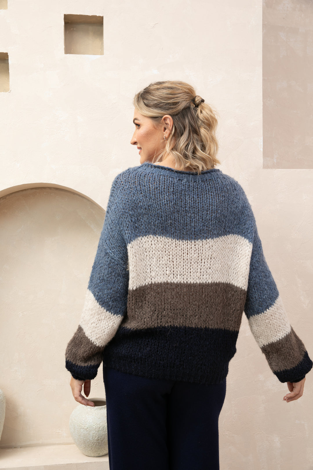 Color Block Loose Knit Sweater