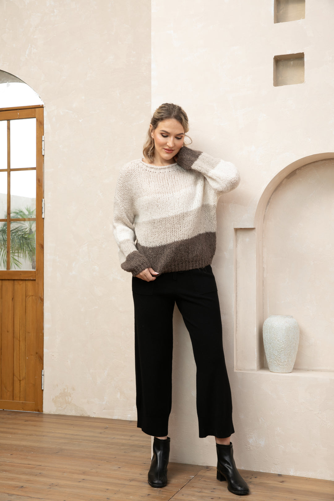 Color Block Loose Knit Sweater