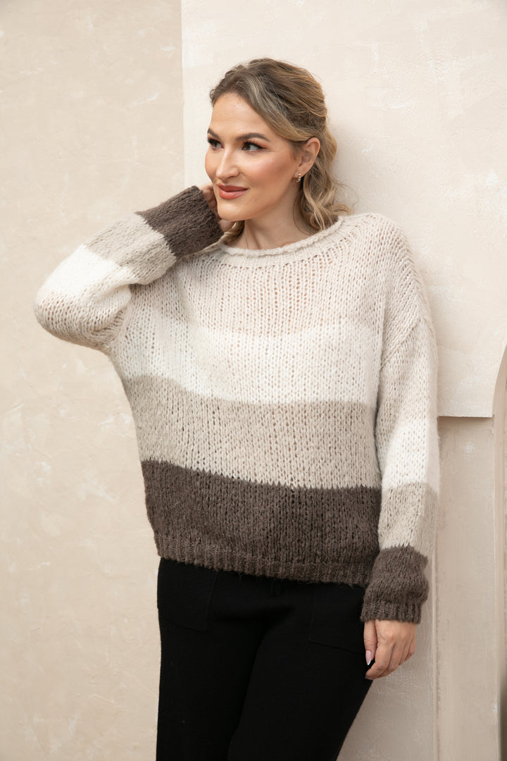 Color Block Loose Knit Sweater