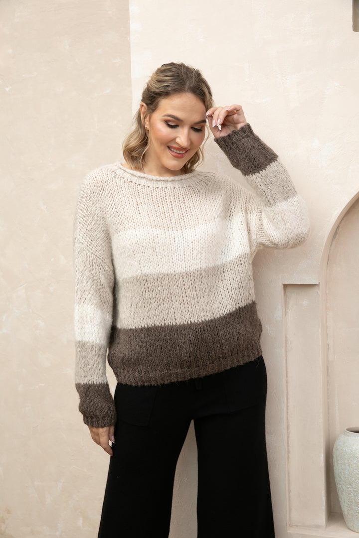 Color Block Loose Knit Sweater
