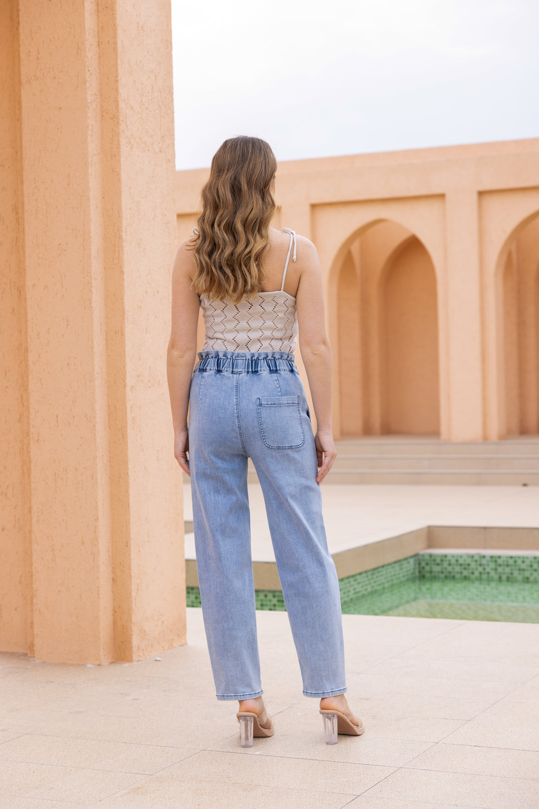 Elastic Waistband Bamboo Denim