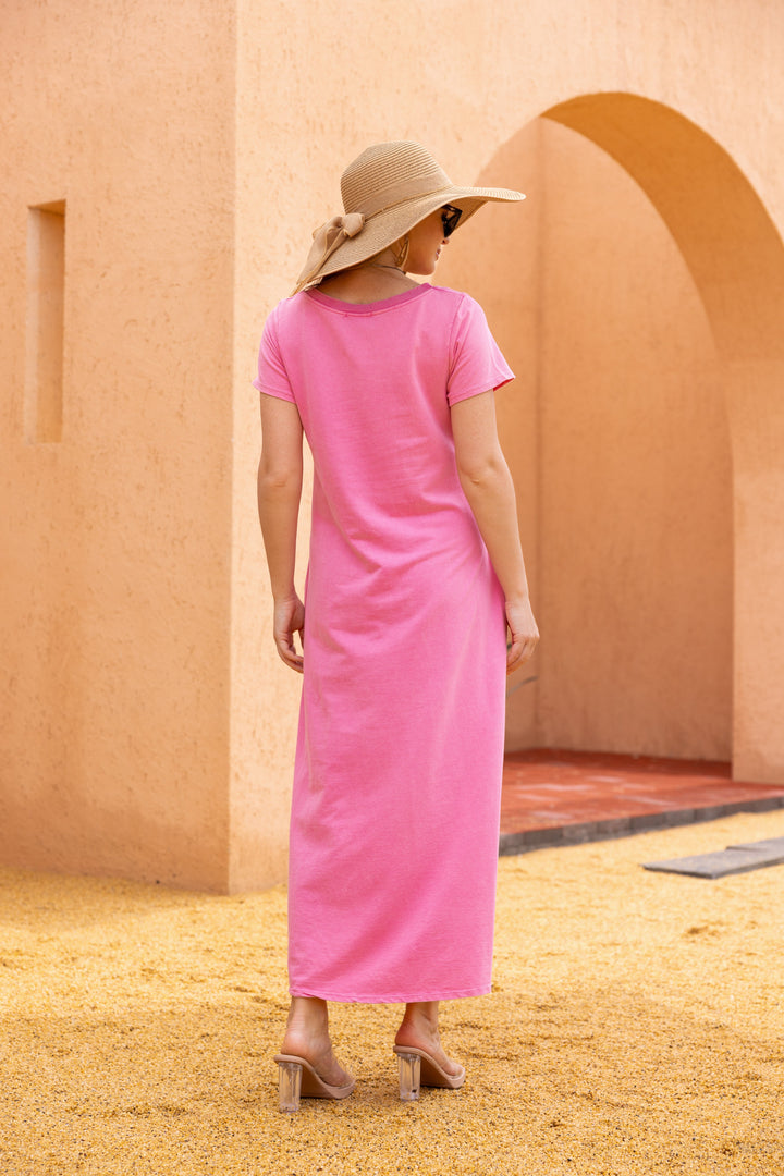 Knit Trim V-Neck Dress