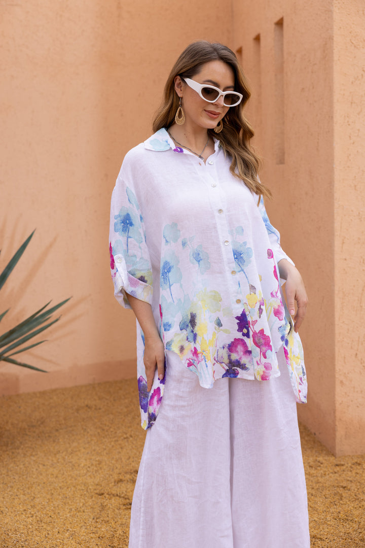 Seraphina’s Watercolour Flower Button Top