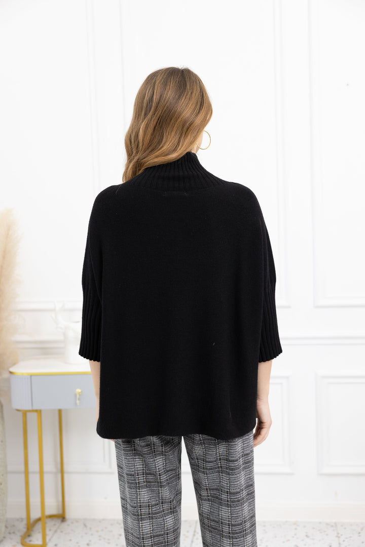 Ribbed Mockneck Elbow Sleeve