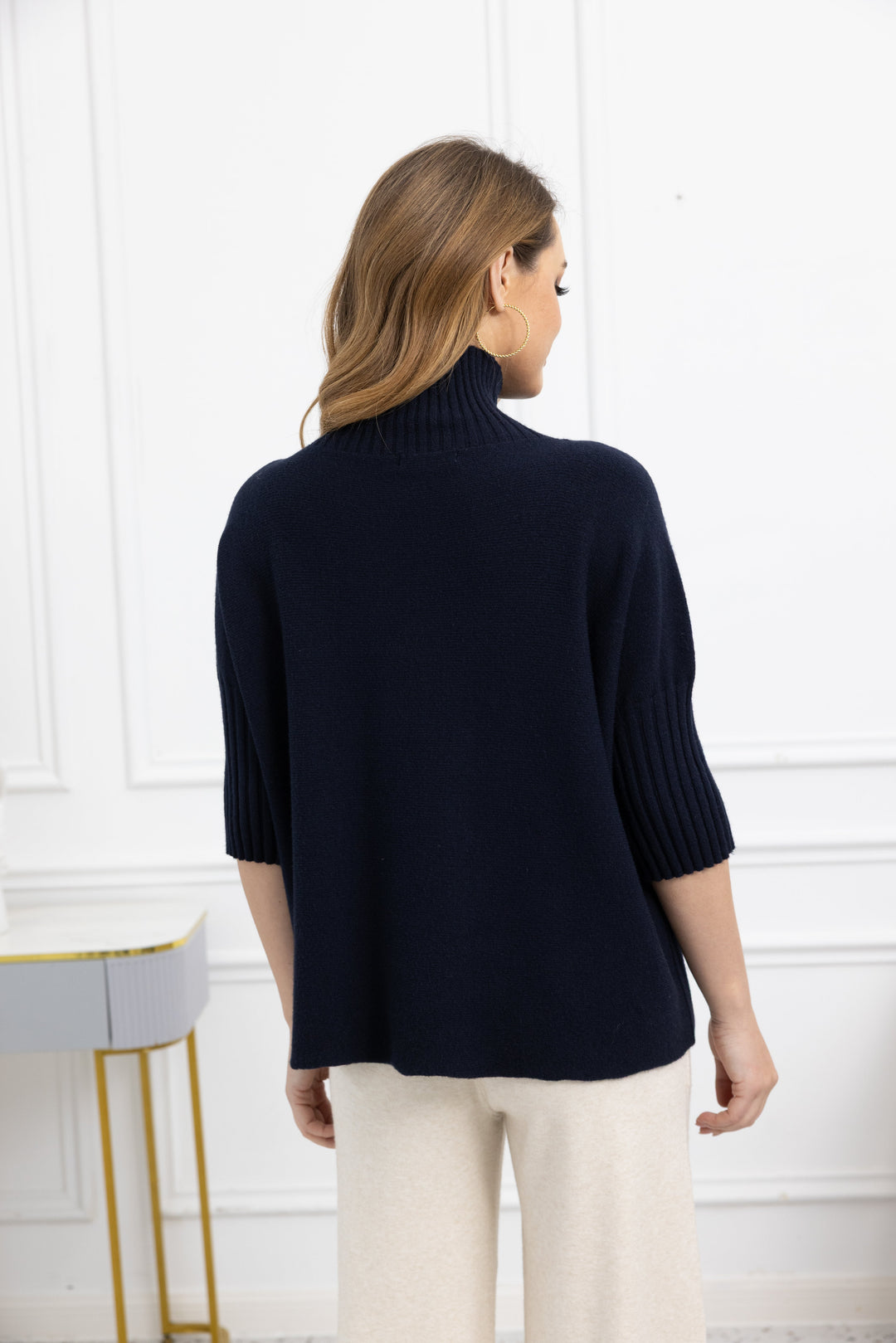Ribbed Mockneck Elbow Sleeve