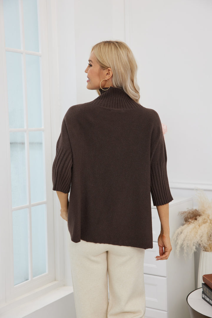 Ribbed Mockneck Elbow Sleeve