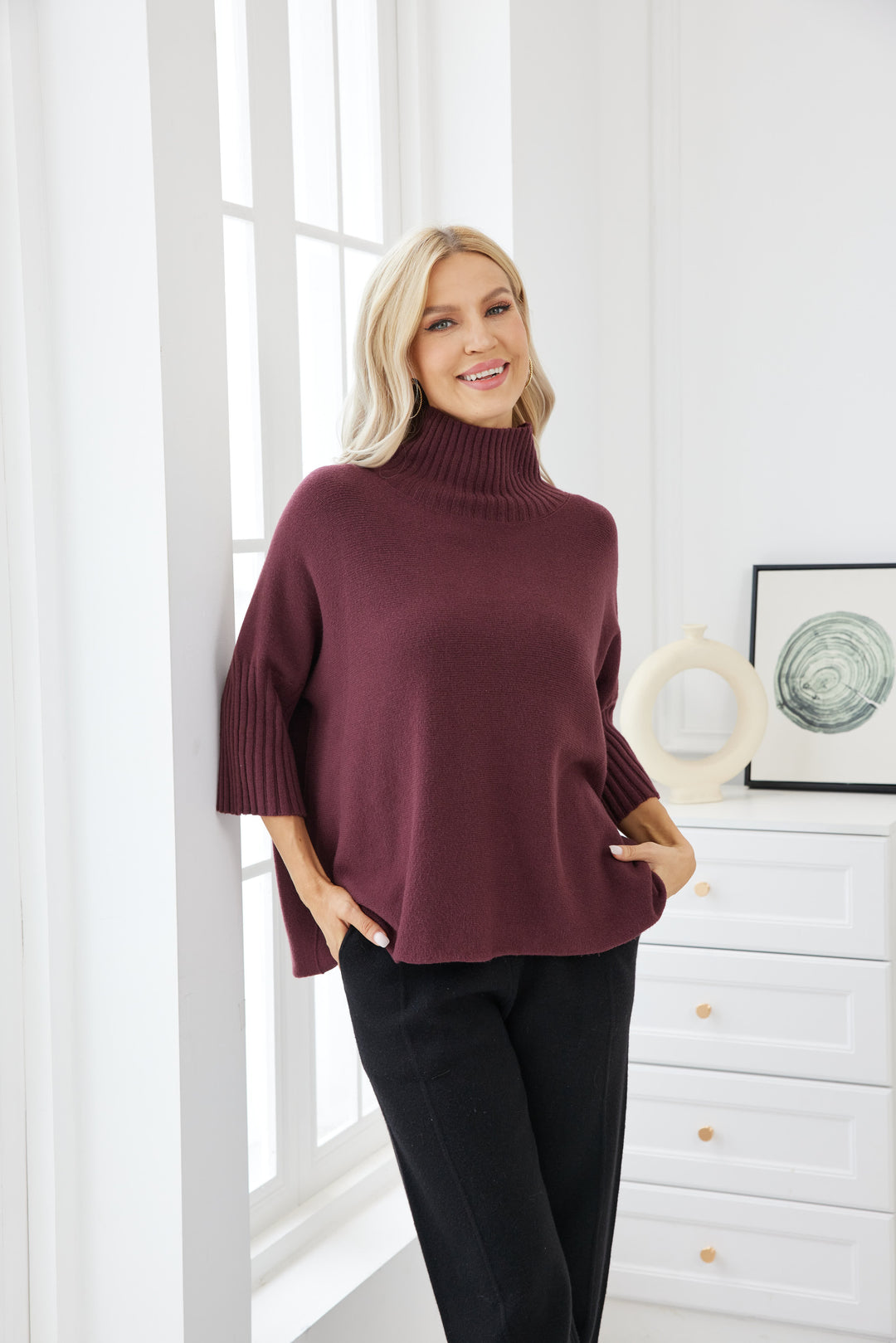 Ribbed Mockneck Elbow Sleeve