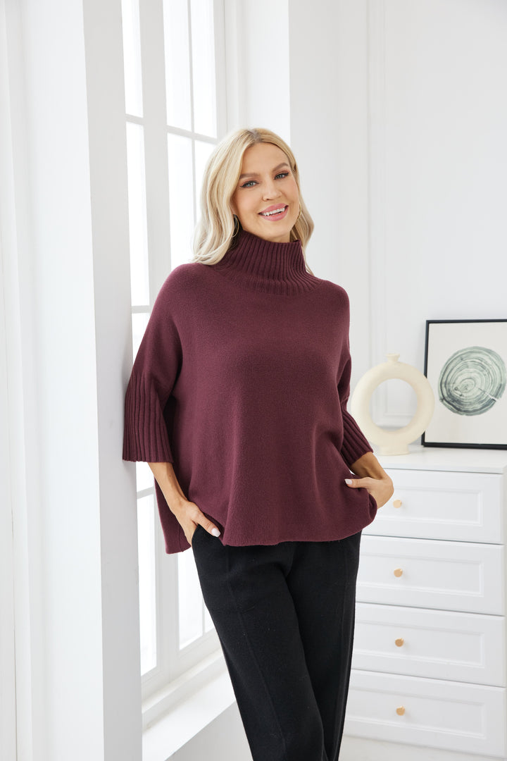 Ribbed Mockneck Elbow Sleeve