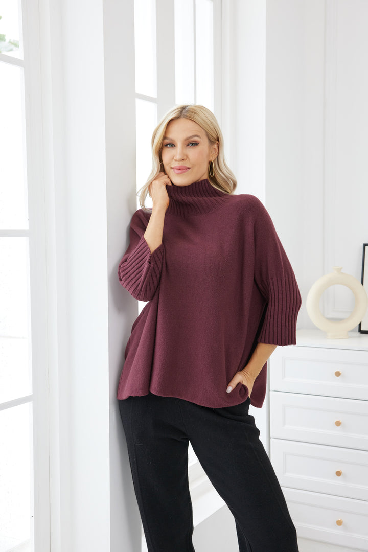Ribbed Mockneck Elbow Sleeve