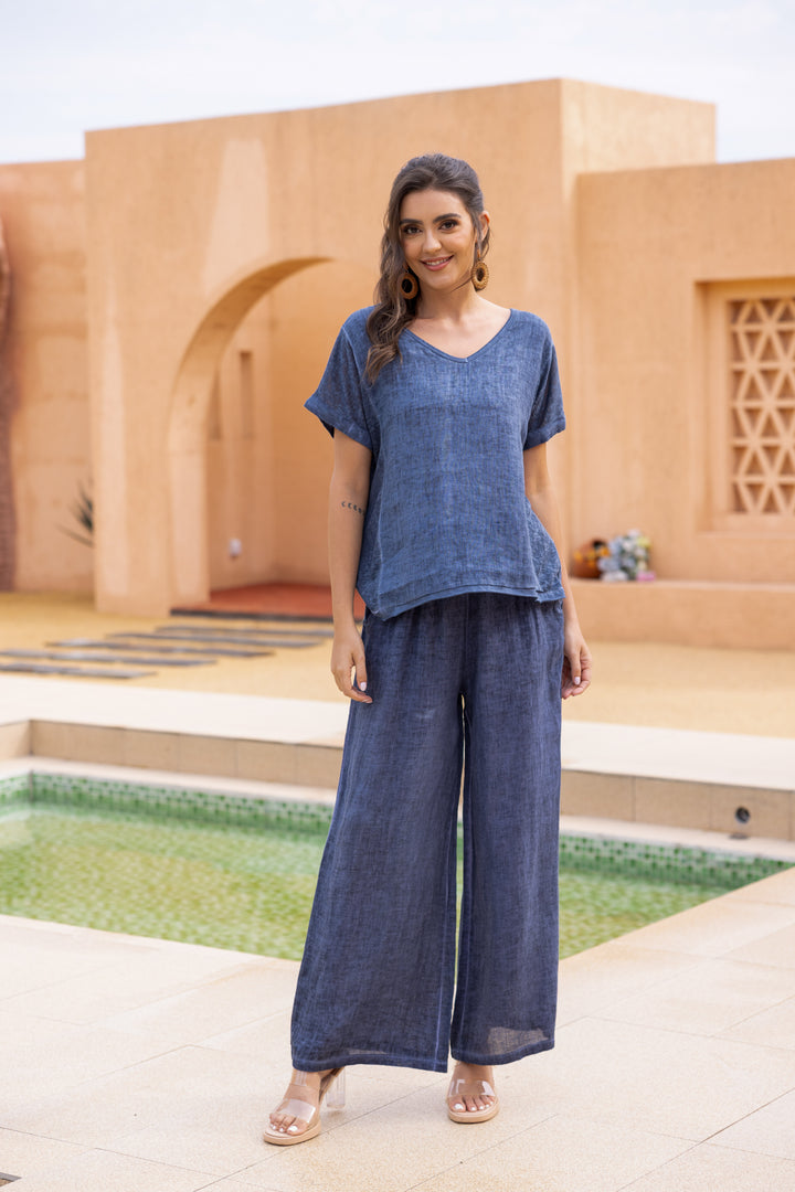 Breezy V-Neck Linen Tee