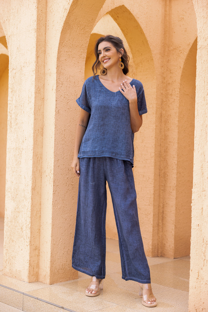 Breezy V-Neck Linen Tee