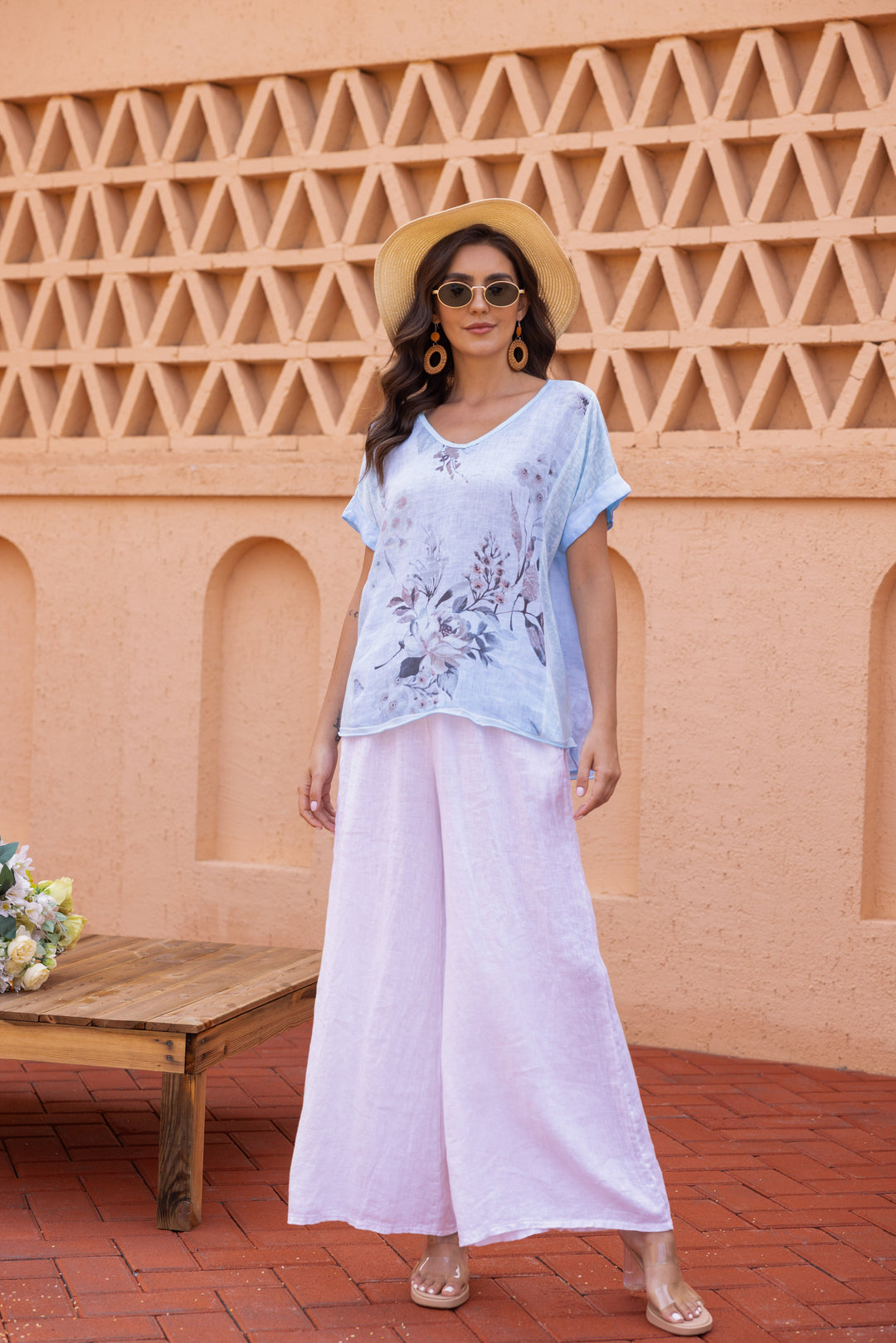 Sylvie's Sepia Flower Coldwash Top