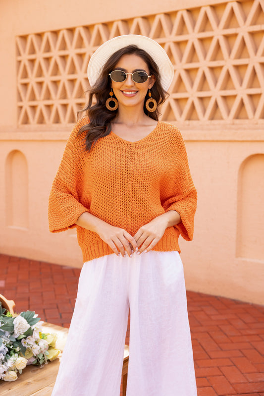 Meadow's round neck crochet sweater