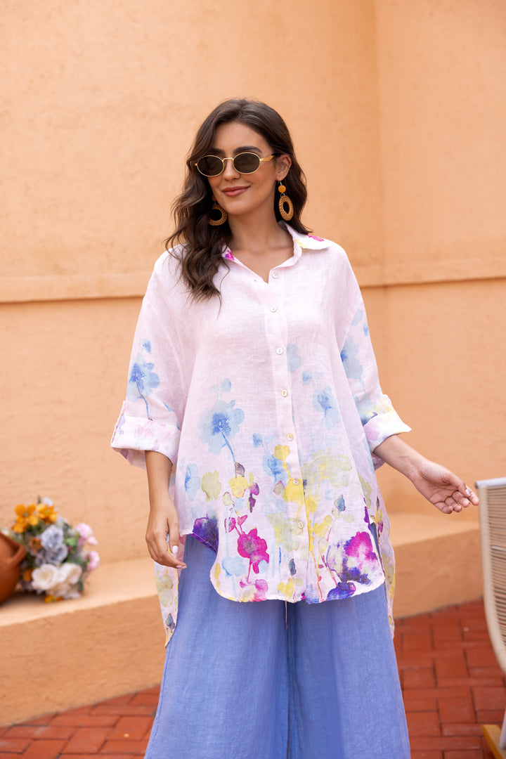 Seraphina’s Watercolour Flower Button Top