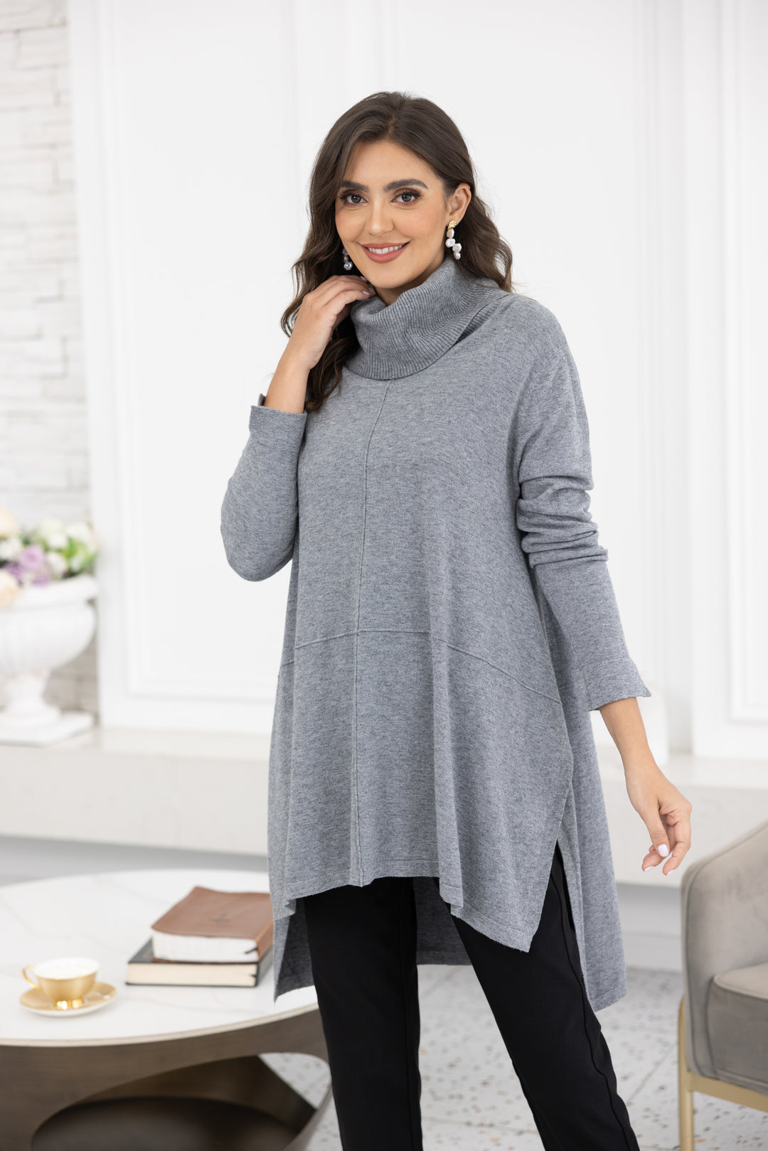 Ribbed Turtleneck Tunic