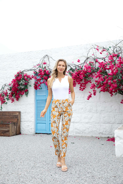 Bamboo Solid Floral Pants