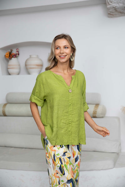 Sophia's Linen Shirt with bamboo buttons