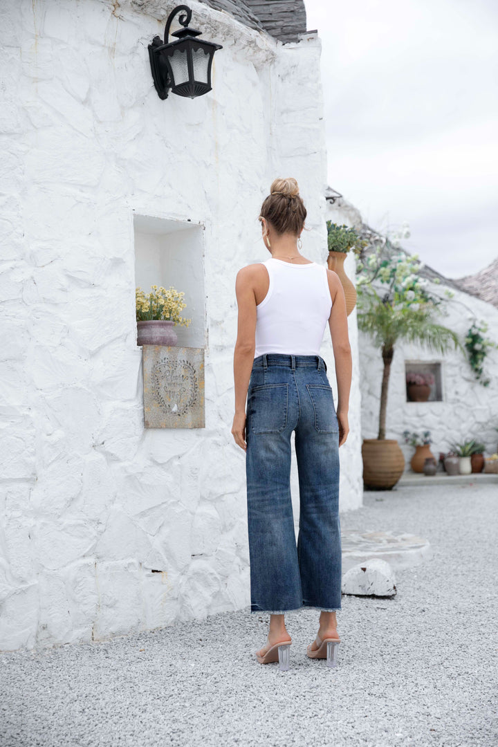 Jean en denim avec poches plaquées