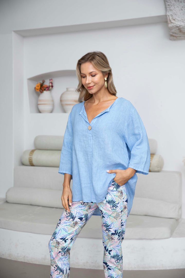 Sophia's Linen Shirt with bamboo buttons
