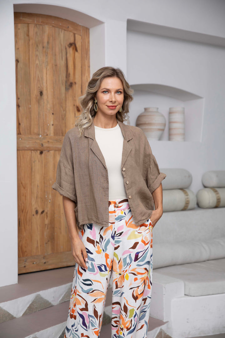 Guliana's Short Smart Linen Bolero