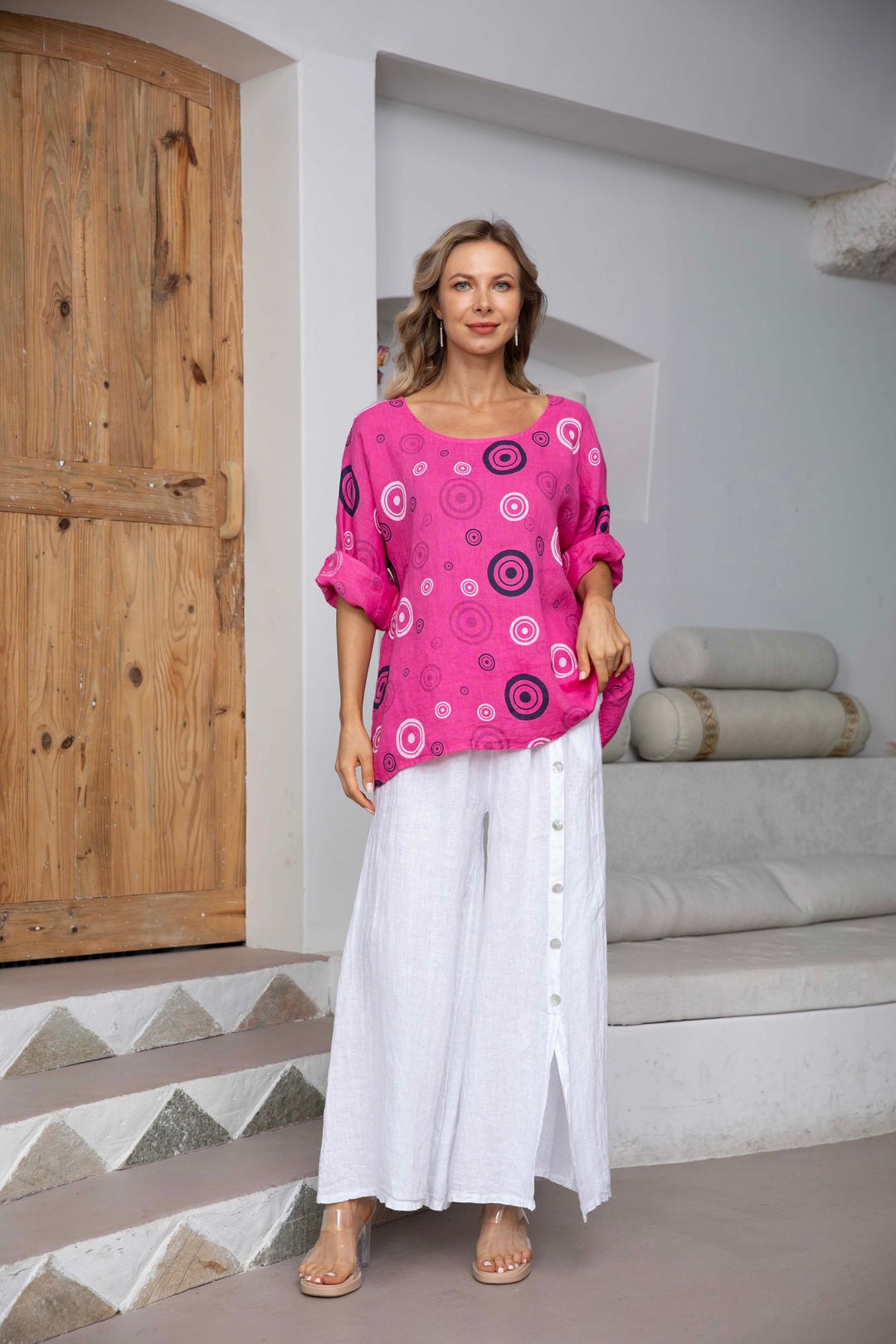 Linen Top with Circles