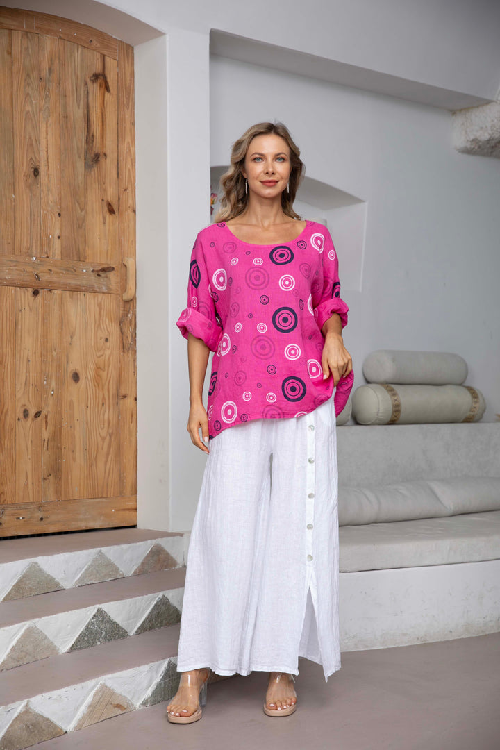 Linen Top with Circles