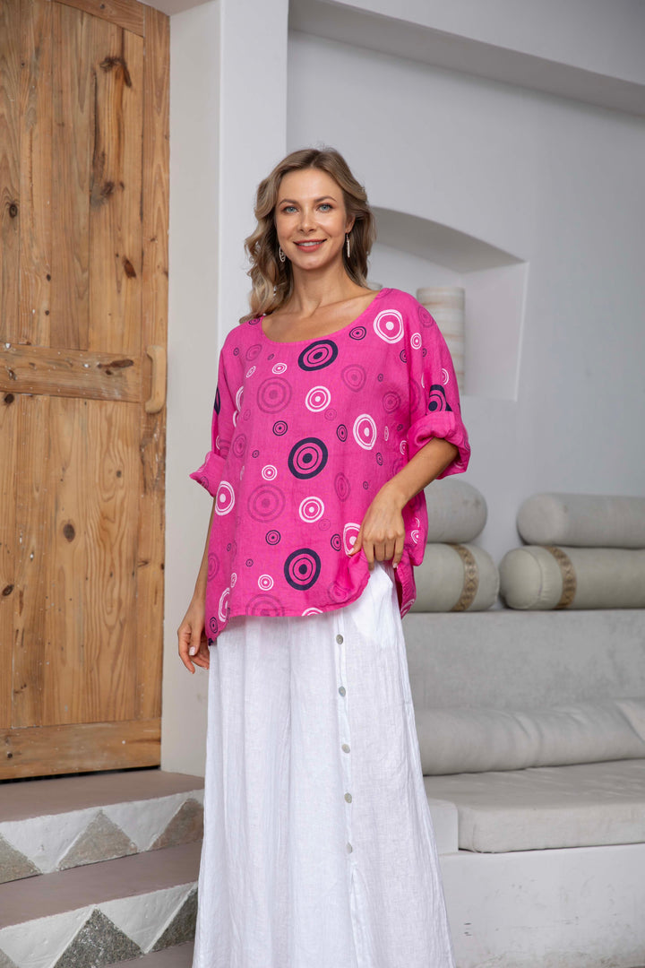 Linen Top with Circles
