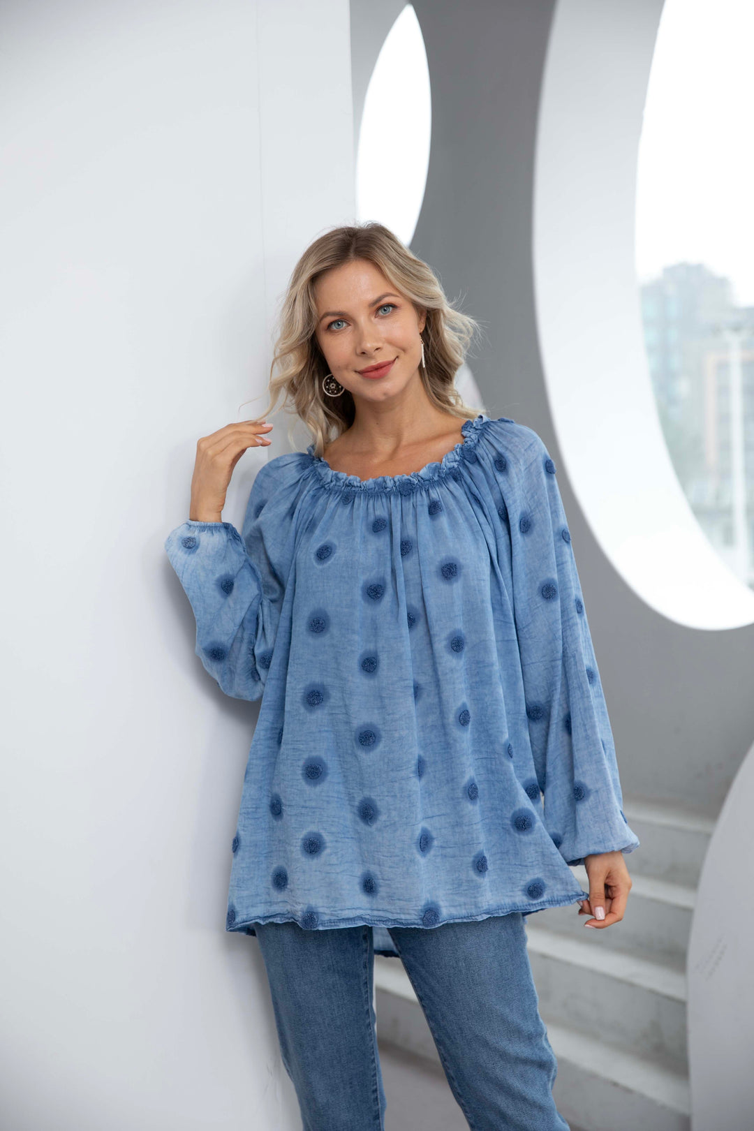 Penelope's polka dot applique