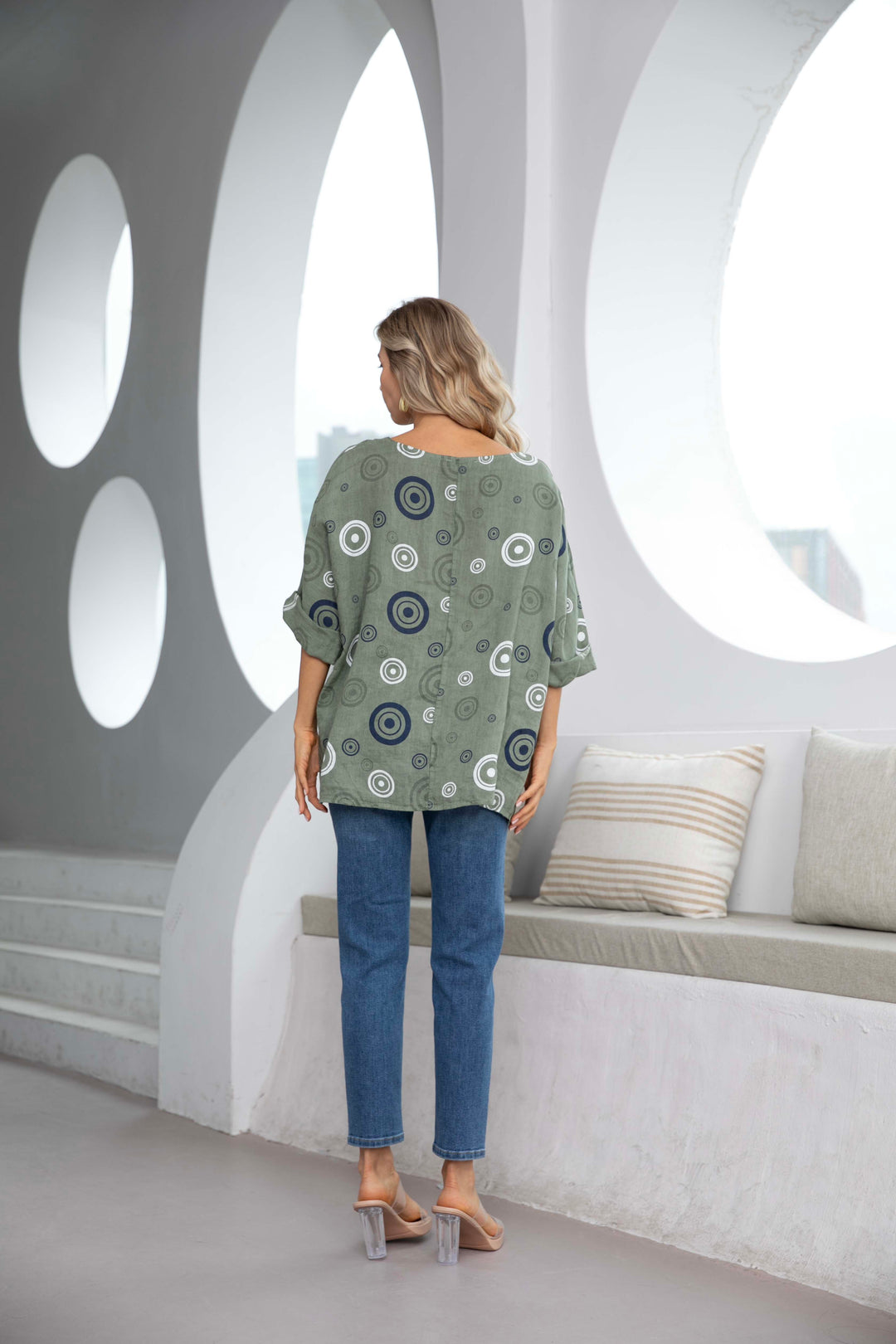 Linen Top with Circles