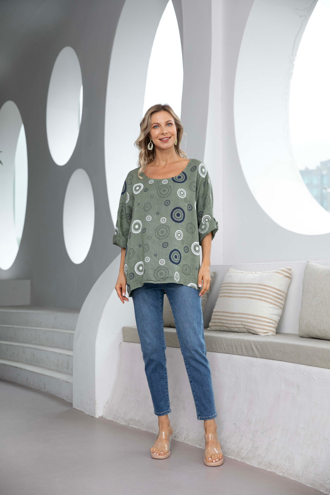 Linen Top with Circles