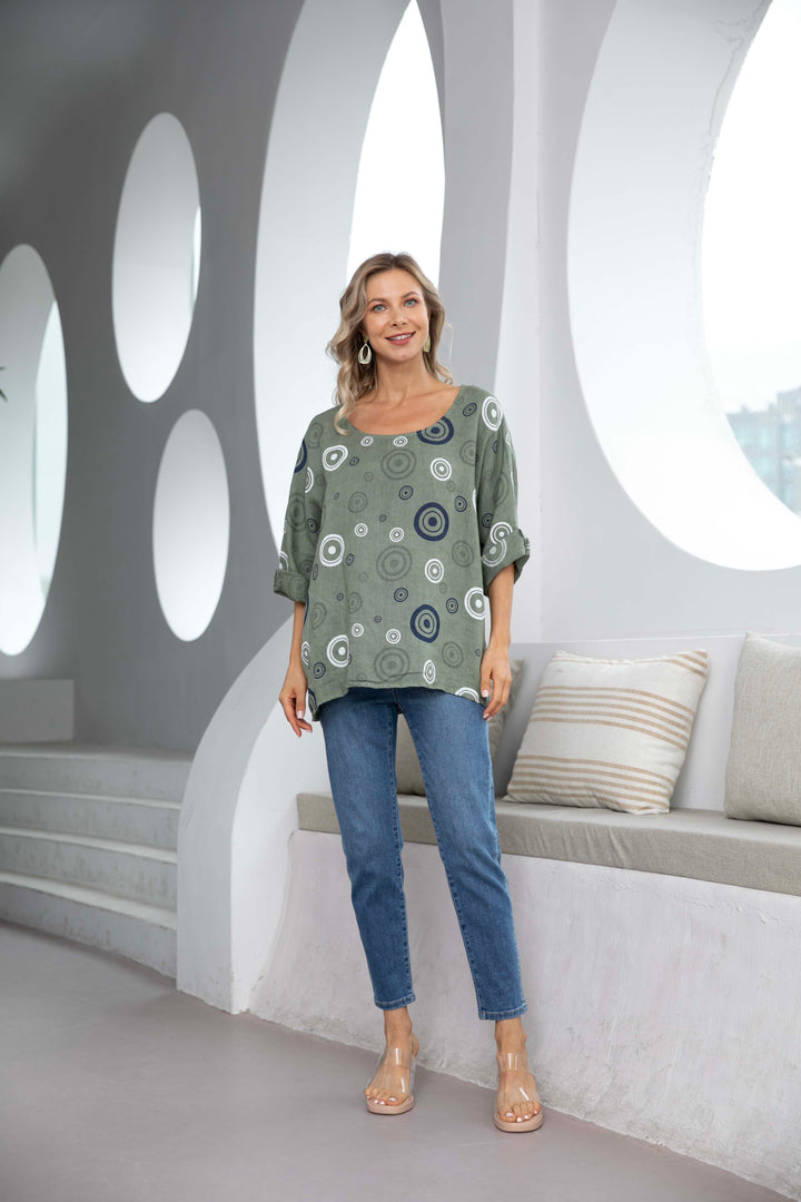 Linen Top with Circles