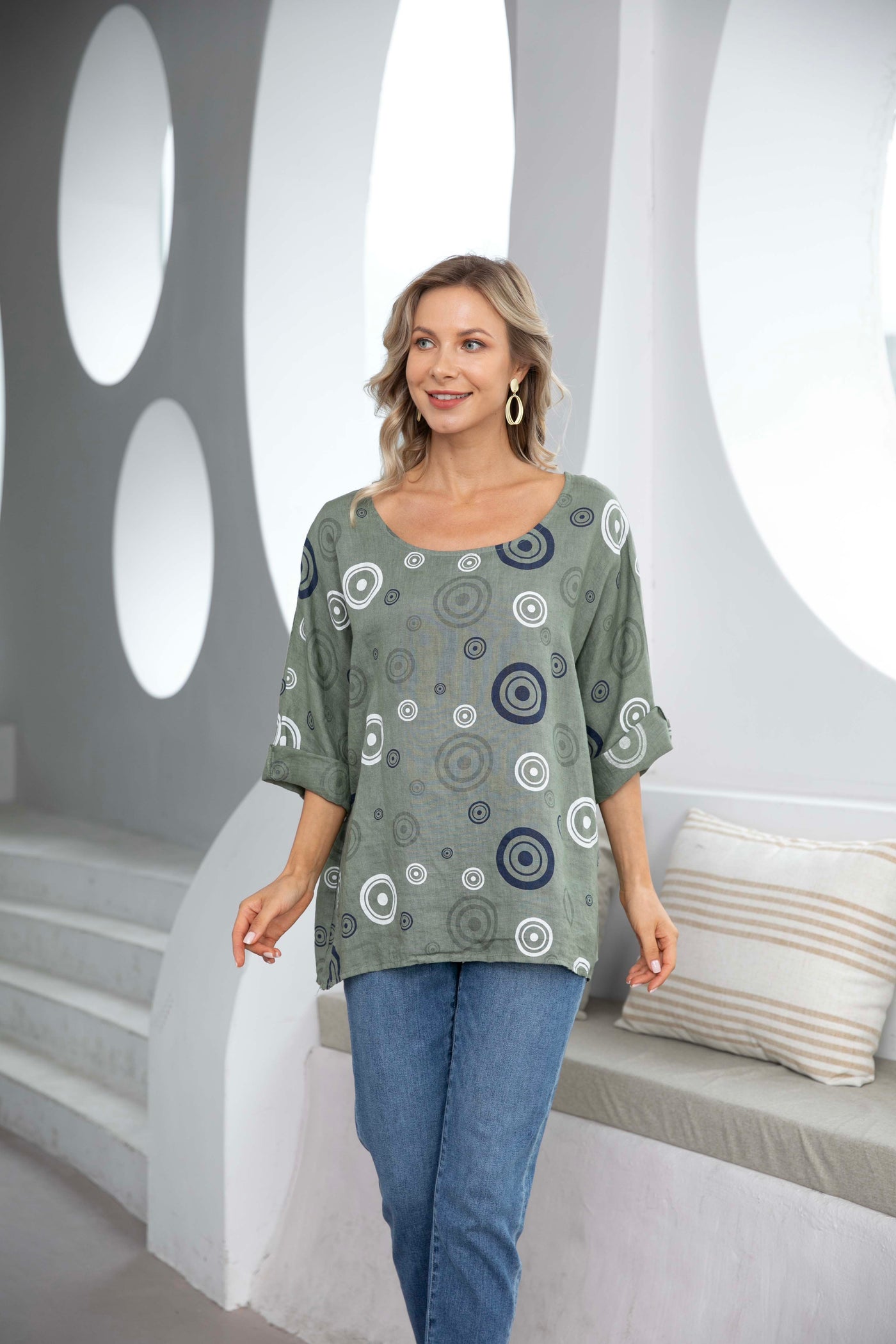 Linen Top with Circles