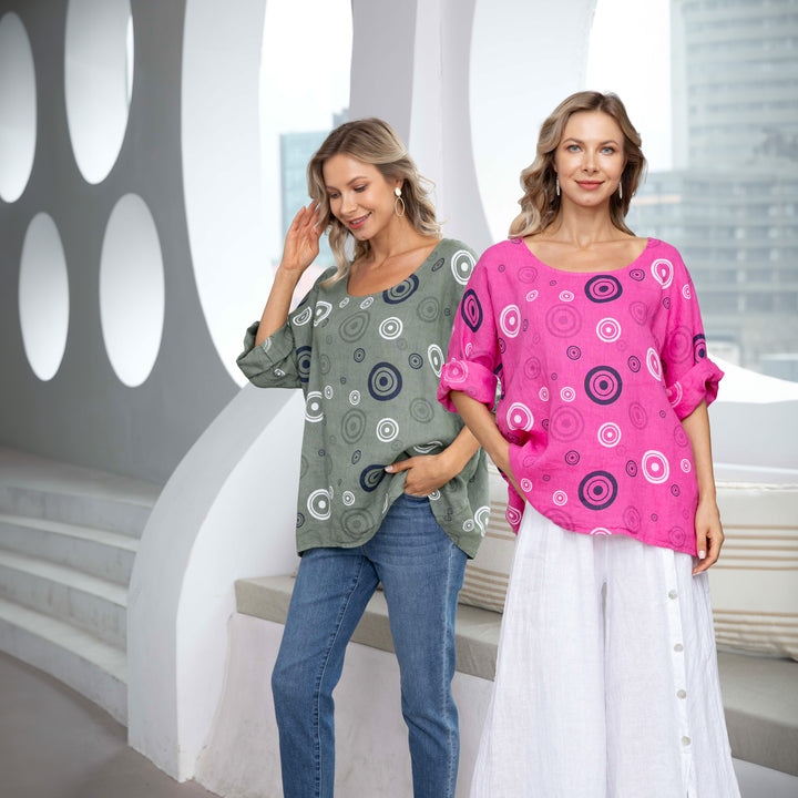 Linen Top with Circles