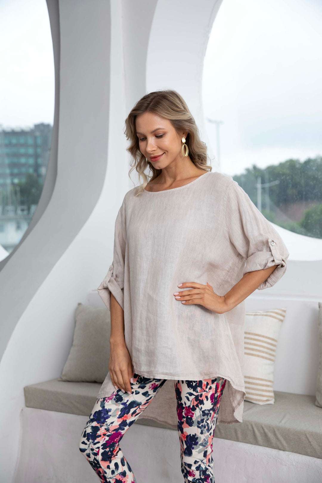 Button Back  Linen Top