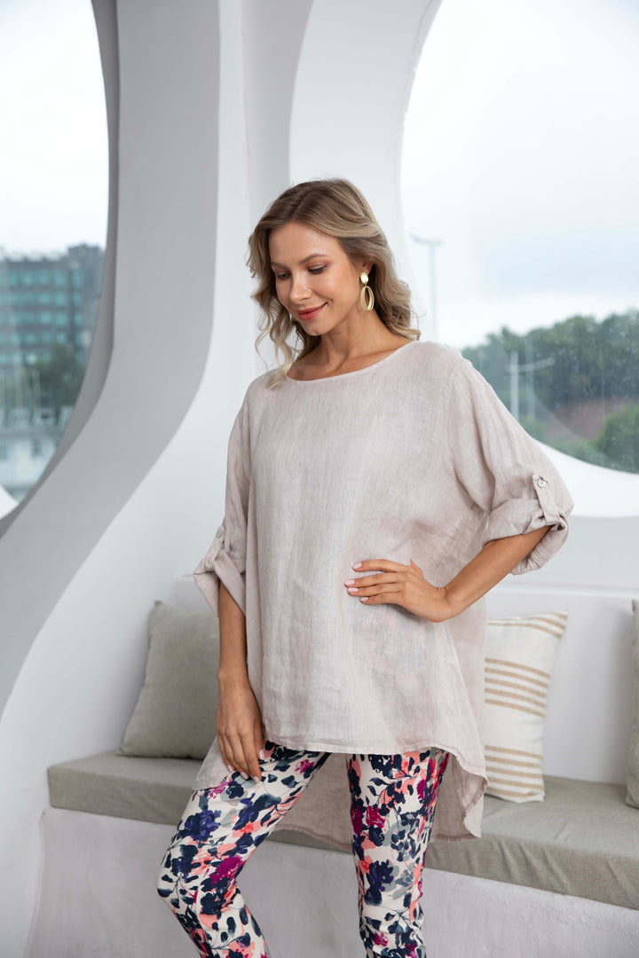 Button Back  Linen Top