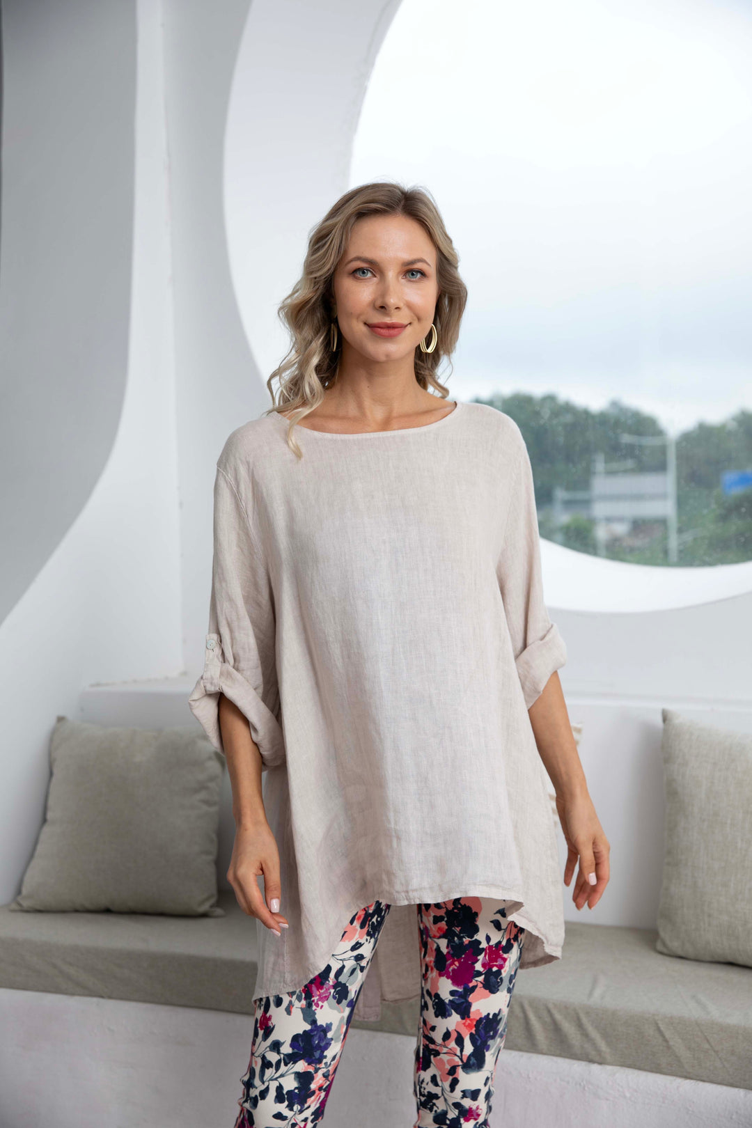 Button Back  Linen Top