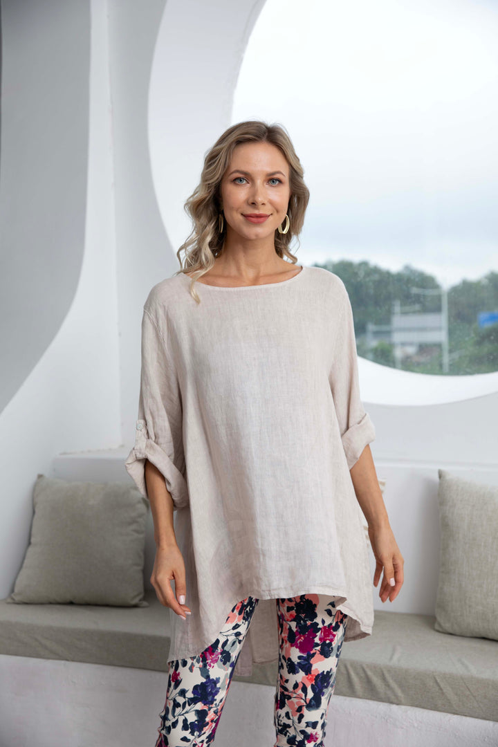 Button Back  Linen Top