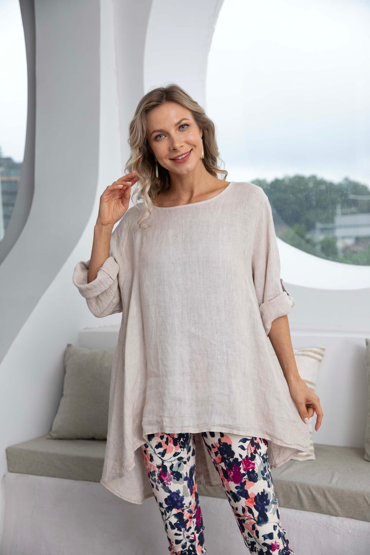 Button Back  Linen Top