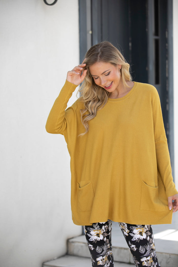 Cashmere Feel Tunic With Front Pockets
