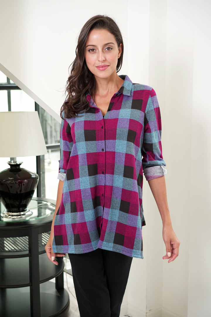 Checkered Button-Up Shirt